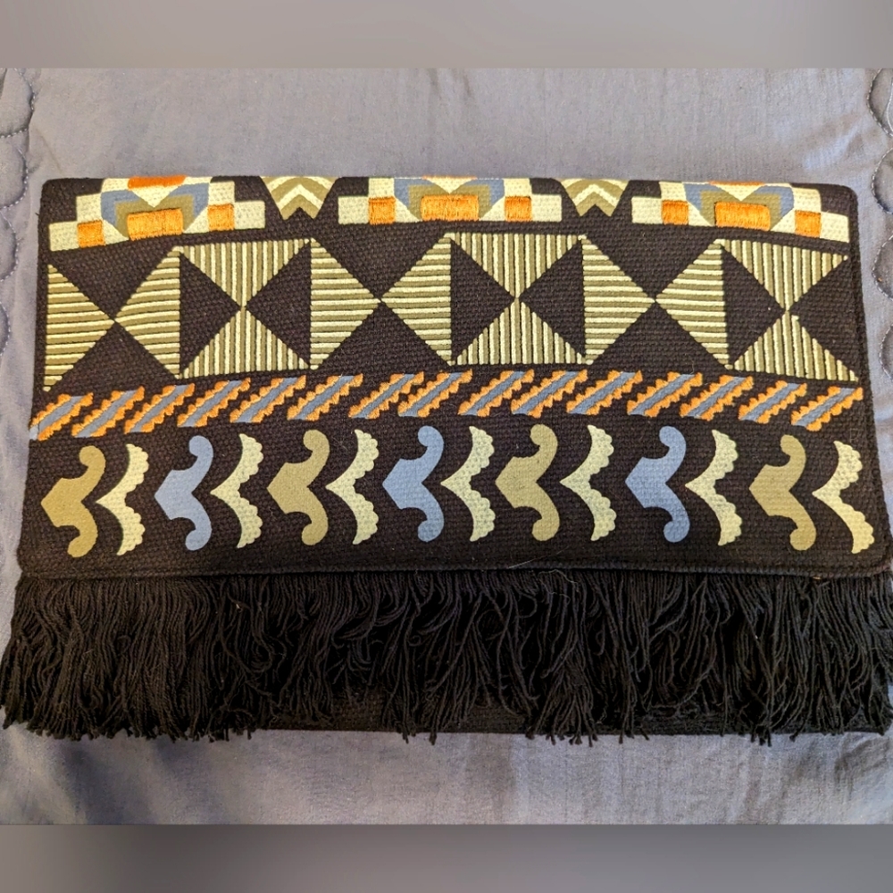Stella and Dot Black Tassel Clutch